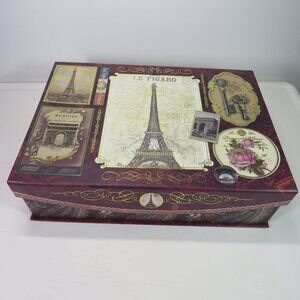 Paris burgundy magnetic closure Eifel Tower gift box storage box